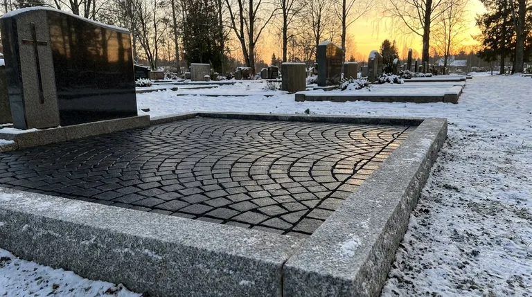 Гранитная брусчатка на могильном участке, образец ПМ005 в Белгороде