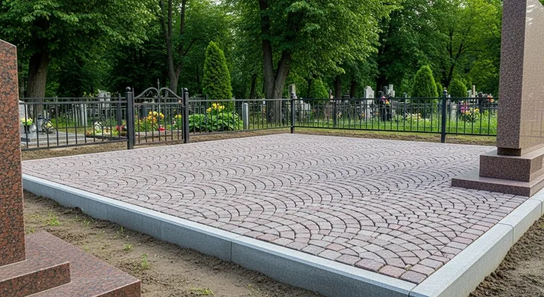 Гранитная плитка ёлочкой на участке, образец ПМ021 в Белгороде