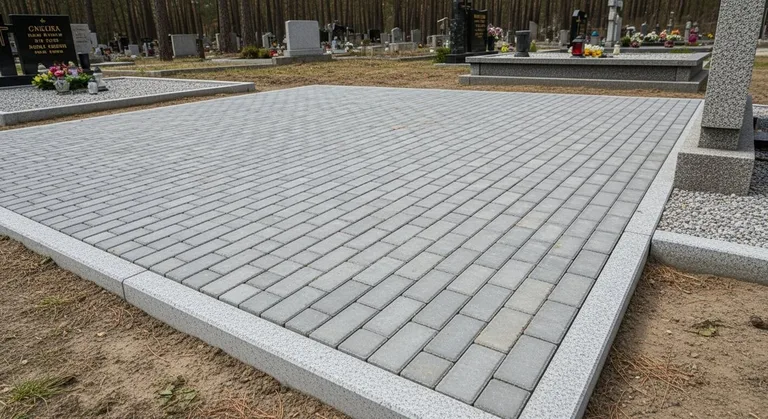 Благоустройство захоронения брусчаткой, образец ПМ037 в Белгороде