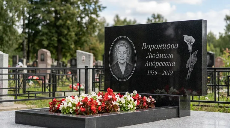 Памятник с гравировкой калл — выполненная работа «Воронцова» в Белгороде