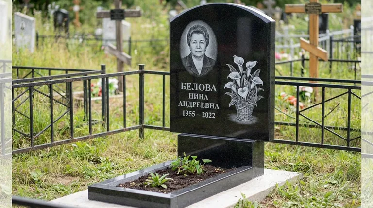 Памятник с гравировкой калл — выполненная работа «Белова» в Белгороде