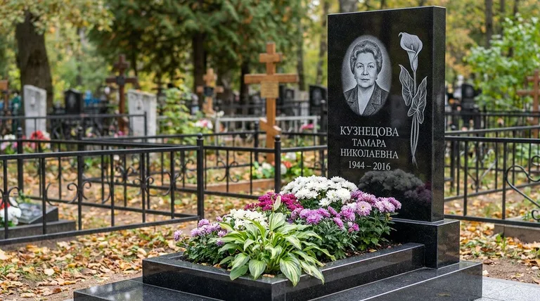 Памятник с гравировкой калл — выполненная работа «Кузнецова» в Белгороде