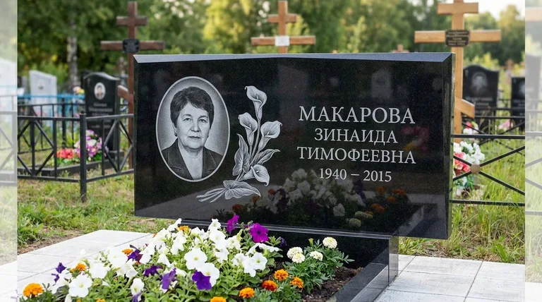 Памятник с гравировкой калл — выполненная работа «Макарова» в Белгороде