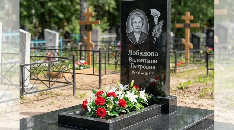 Памятник с гравировкой калл — выполненная работа «Лобанова» в Белгороде
