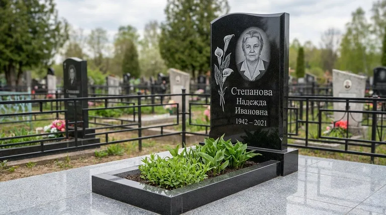Памятник с гравировкой калл — выполненная работа «Степанова» в Белгороде