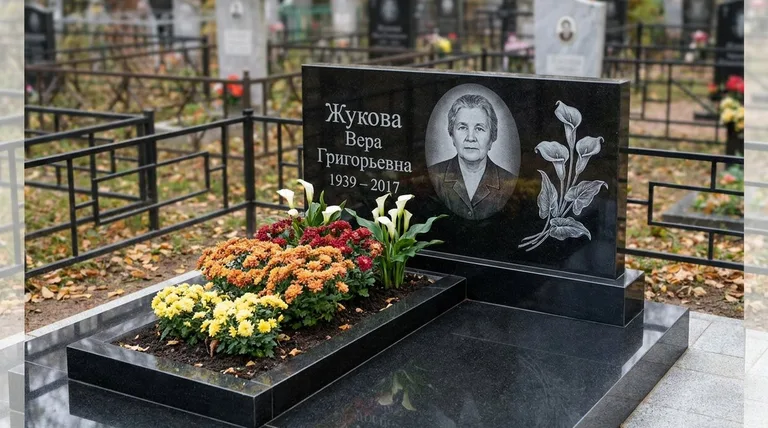 Памятник с гравировкой калл — выполненная работа «Жукова» в Белгороде