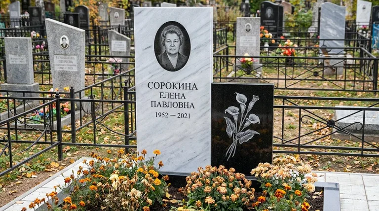 Памятник с гравировкой калл — выполненная работа «Сорокина» в Белгороде
