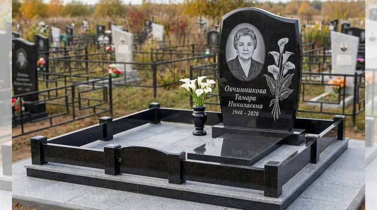 Памятник с гравировкой калл — выполненная работа «Овчинникова» в Белгороде