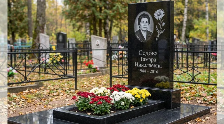 Памятник с гравировкой ромашек — выполненная работа «Седова» в Белгороде