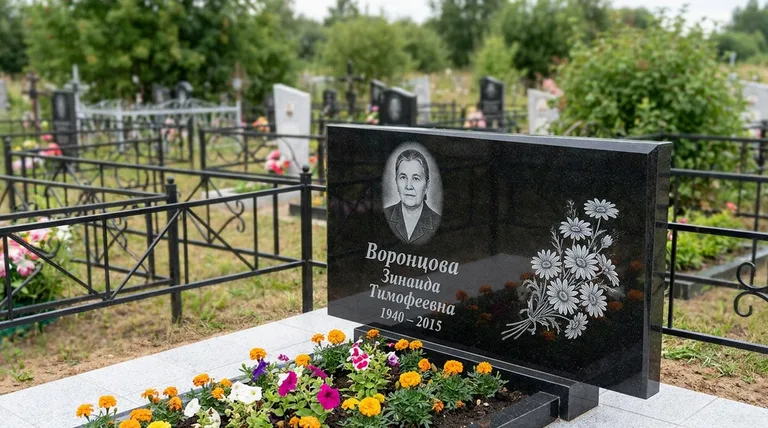 Памятник с гравировкой ромашек — выполненная работа «Воронцова» в Белгороде