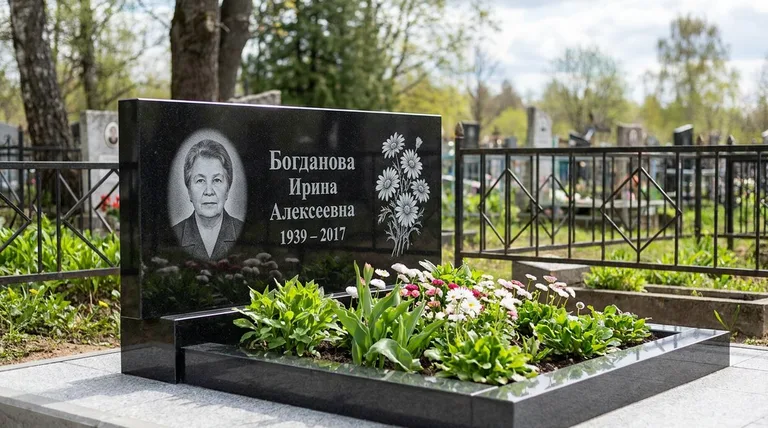 Памятник с гравировкой ромашек — выполненная работа «Богданова» в Белгороде