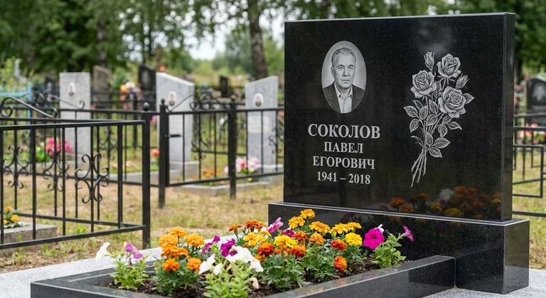Гравировка роз на памятник в Белгороде — пример работы на граните