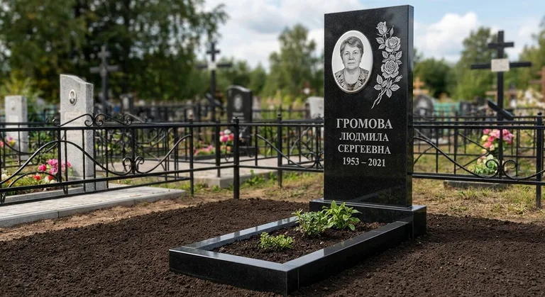 Памятник с гравировкой роз — выполненная работа «Громова» в Белгороде