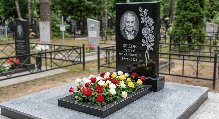 Гравировка цветов на памятник в Белгороде — розы на граните