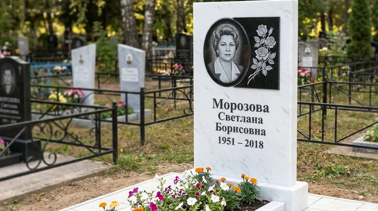 Памятник с гравировкой роз — выполненная работа «Морозова» в Белгороде