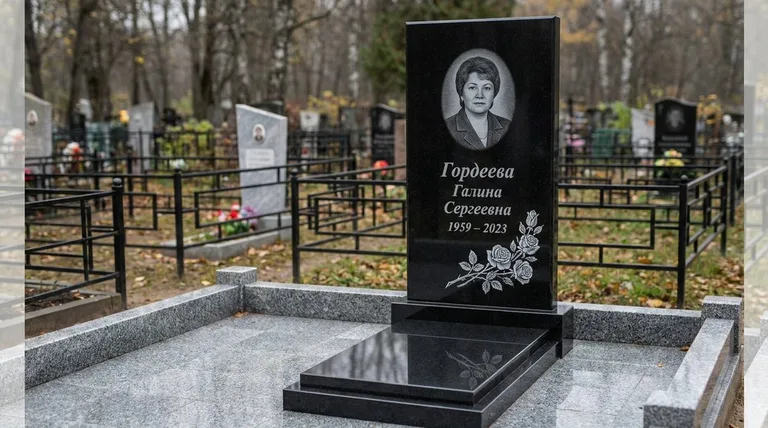 Памятник с гравировкой роз — выполненная работа «Гордеева» в Белгороде