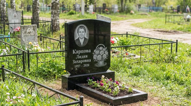 Памятник с гравировкой роз — выполненная работа «Карпова» в Белгороде