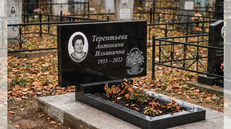 Памятник с гравировкой роз — выполненная работа «Терентьева» в Белгороде