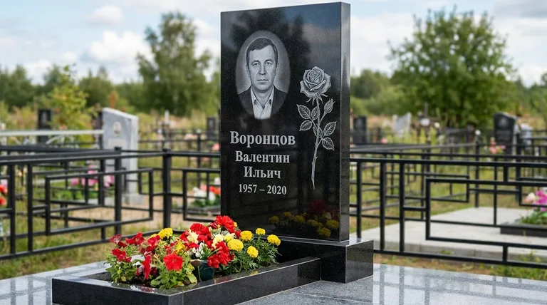 Памятник с гравировкой роз — выполненная работа «Воронцов» в Белгороде