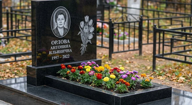 Гравировка тюльпанов на памятник в Белгороде — пример работы на граните