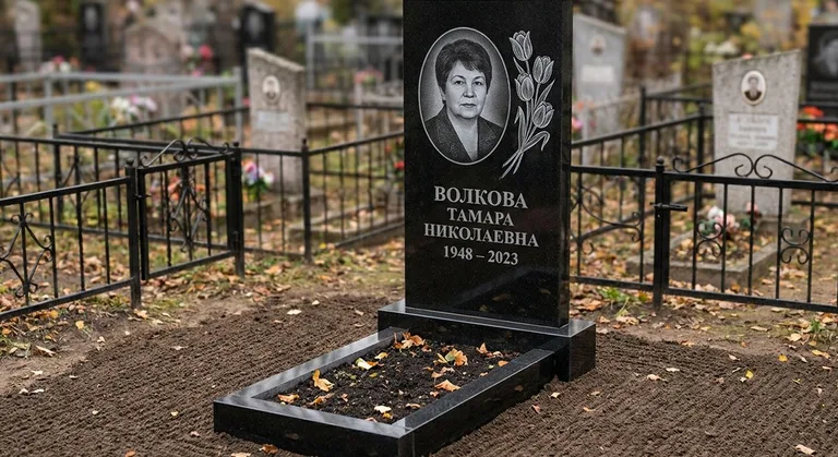 Памятник с гравировкой тюльпанов — выполненная работа «Волкова» в Белгороде
