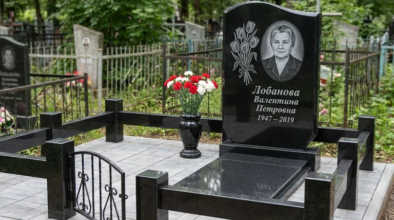 Памятник с гравировкой тюльпанов — выполненная работа «Лобанова» в Белгороде