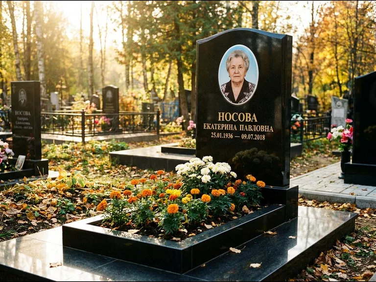 Керамический портрет мужчины на чёрном граните в Белгороде