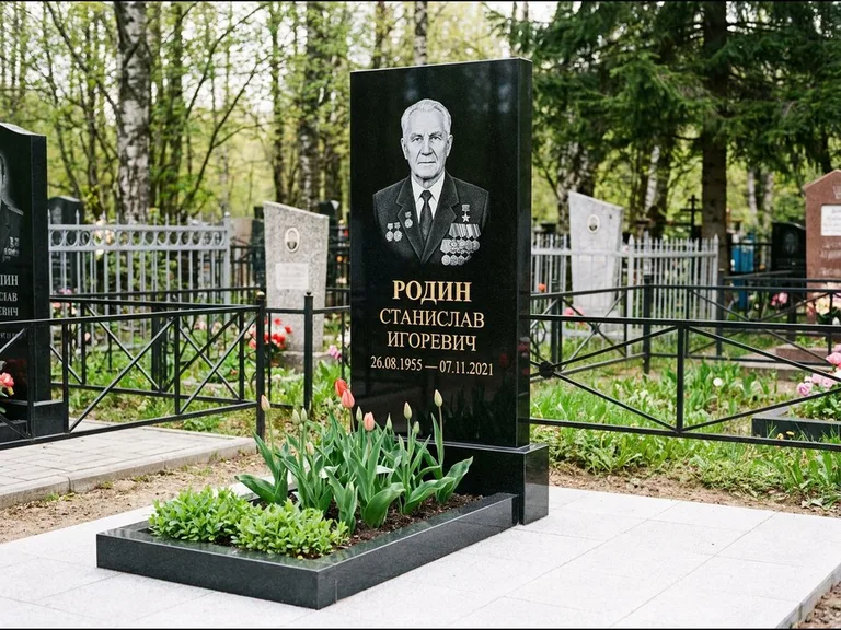 Гравировка портрета на чёрном граните — выполненная работа 21 в Белгороде