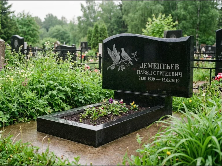 Памятник с гравировкой голубей — гравировка голубей, работа «Дементьев» в Белгороде
