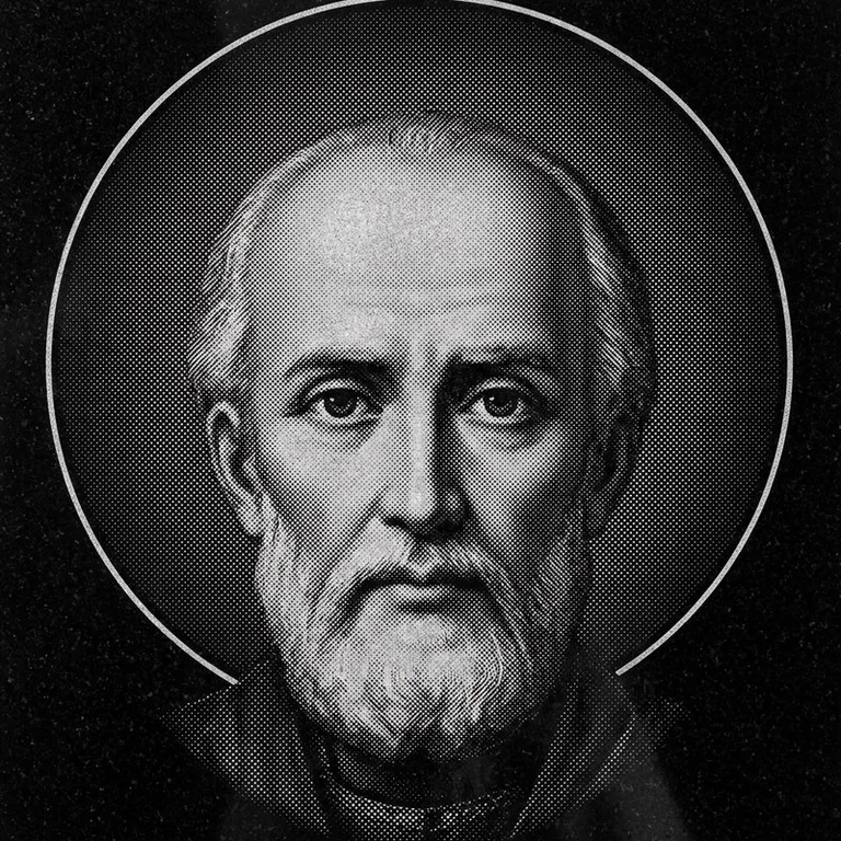 Эскиз иконы: Николай Чудотворец (полутон) — объёмный лик святителя, гравировка на памятник в Белгороде