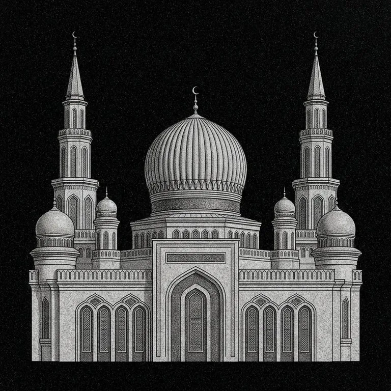 Эскиз: Соборная (фотореализм) — ребристый купол и минареты в Белгороде