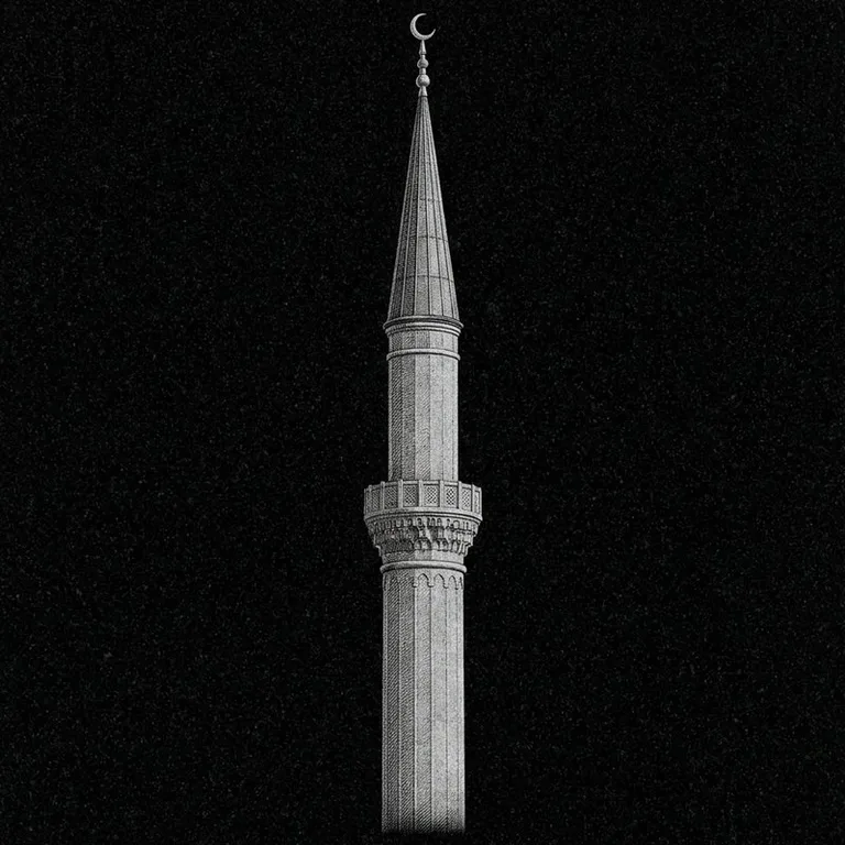 Эскиз: Минарет (фотореализм) — одиночный минарет с полумесяцем в Белгороде