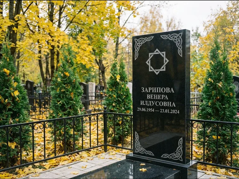 Мусульманский памятник — руб аль-хизб с восточной плетёнкой, работа «Зарипова» в Белгороде