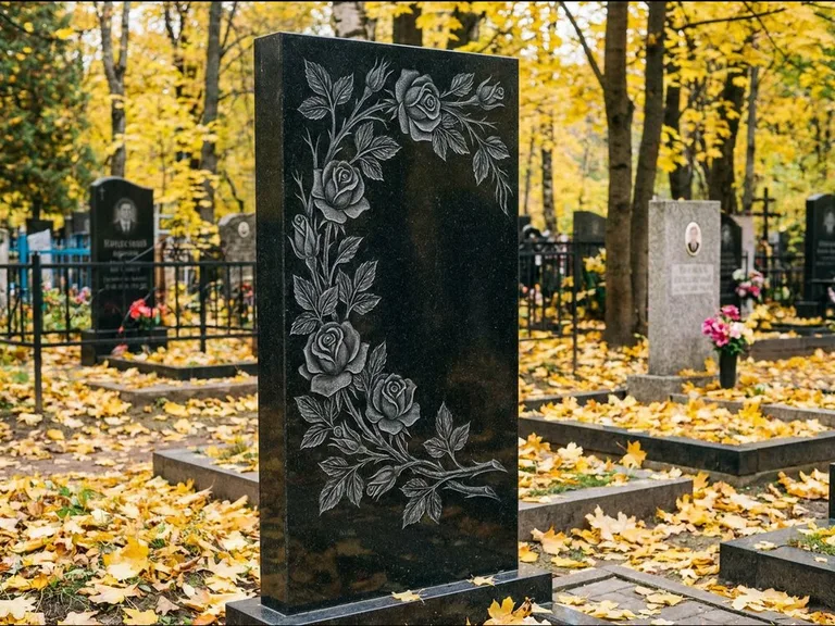 Цветы и орнамент — гравировка с выездом на кладбище в Белгороде
