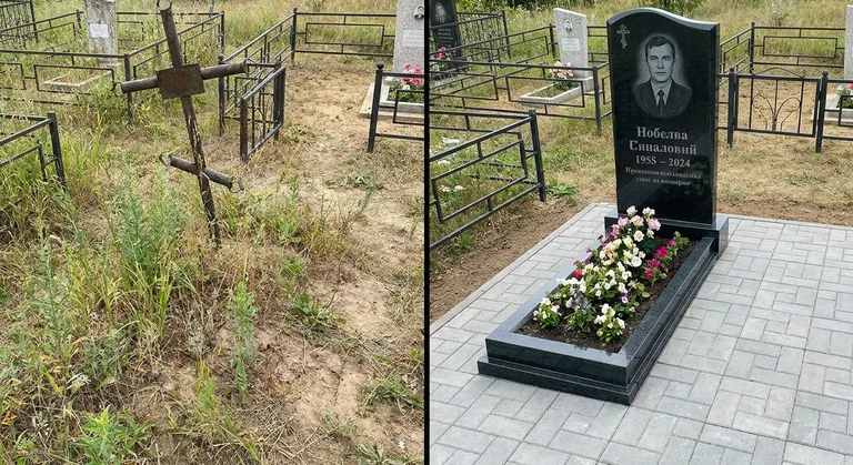 Памятник под ключ: запущенная могила до и ухоженный мемориал после в Белгороде