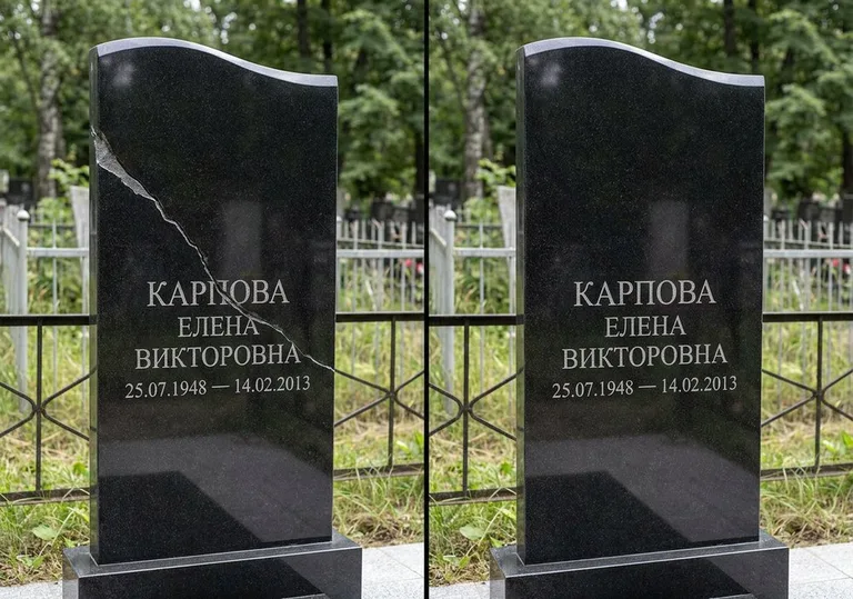 Заделка трещины на чёрном граните: до и после в Белгороде