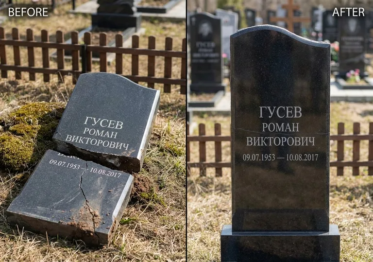 Склейка расколотого памятника: до и после в Белгороде