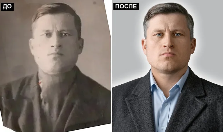 Ретушь фото на памятник — замена одежды: до и после в Белгороде