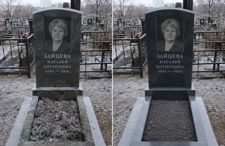 Диптих №10: белый мрамор — убраны жёлтые подтёки, восстановлена белизна стелы в Белгороде
