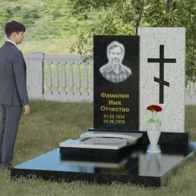 Вертикальный памятник с крестом из гранита/мрамора - П022