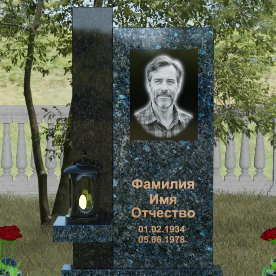 Мемориальная композиция с консольной полкой, гранит Блю Перл