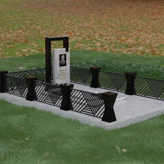Светский комбинированный вертикальный обелиск в Барнауле, мрамор Тассос, вид 5
