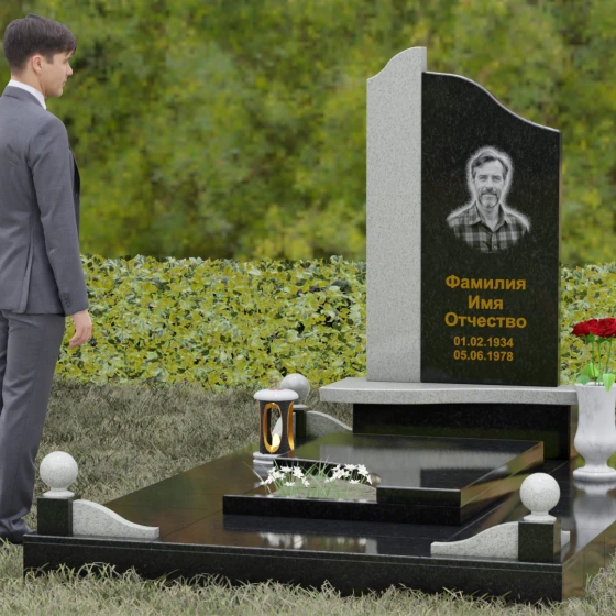 Светский комбинированный памятник во Владивостоке, гранит Габбро-диабаз, вид 4
