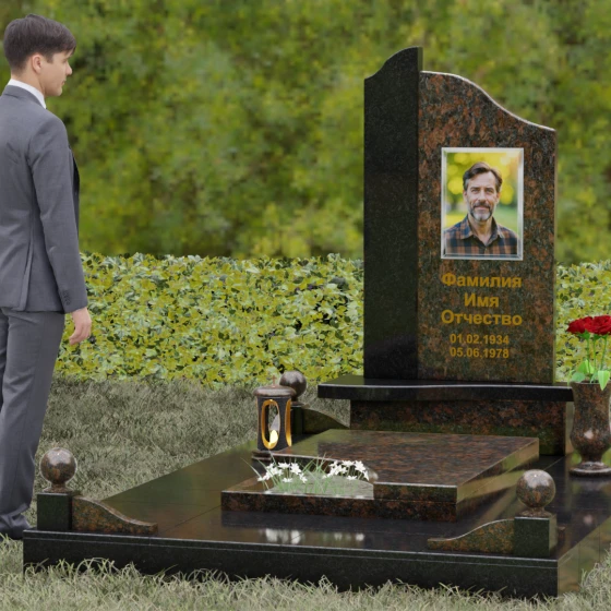 Светский комбинированный памятник во Владивостоке, гранит Дымовский, вид 4