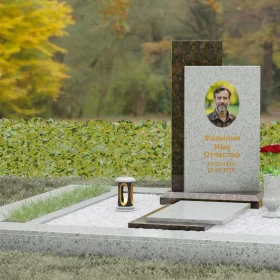 Одиночный вертикальный гранитный памятник - П114