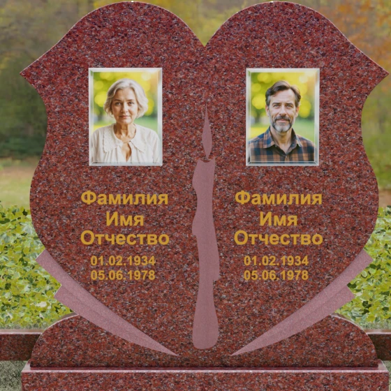 Горизонтальный гранитный памятник на двоих в Рязани, гранит Лезниковский