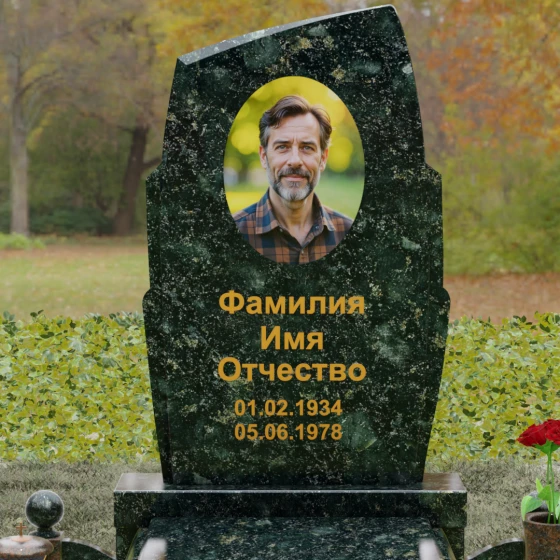 Комбинированный вертикальный светский памятник во Владивостоке, гранит Балтик грин