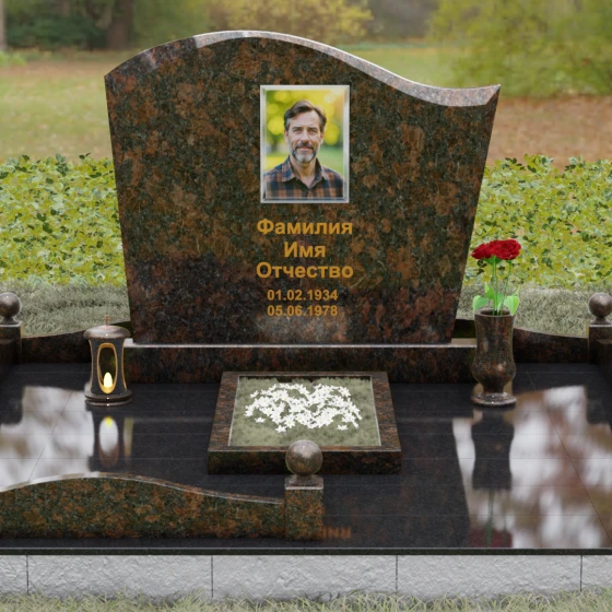 Надгробие из Гранита с волной и полировкой, гранит Дымовский, вид 2, в Якутске