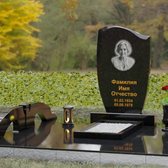 Гранитный вертикальный памятник без креста в Мурманске, гранит Габбро-диабаз, вид 4