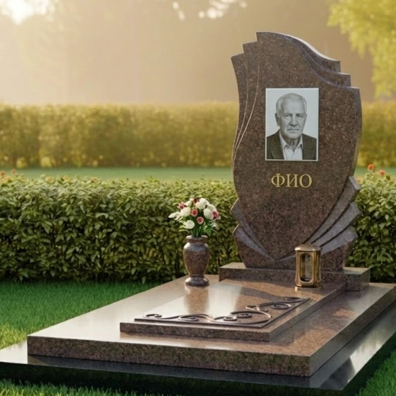 Гранитный памятник вертикальный в Рязани, гранит Дымовский